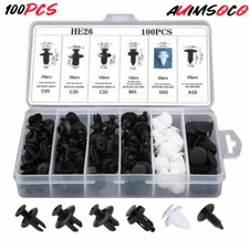 100Pcs Car Retainer Clips Auto Fasteners Push Trim Clips Pin Rivet Bumper Kit