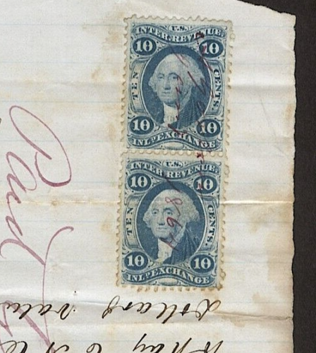 U.S. PAIR Sc# r36c TIED to 1864 PROMISE TO PAY NOTE $300