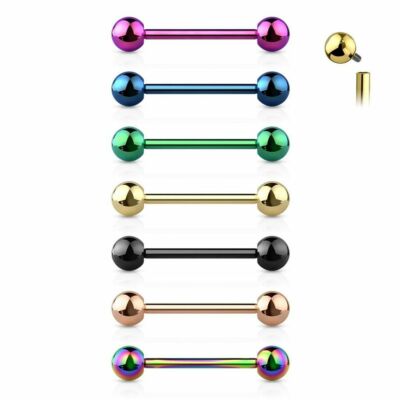 Internally Threaded Implant Grade23 Titanium Barbell 14ga 1/2'' & 5/8''- Sold Each