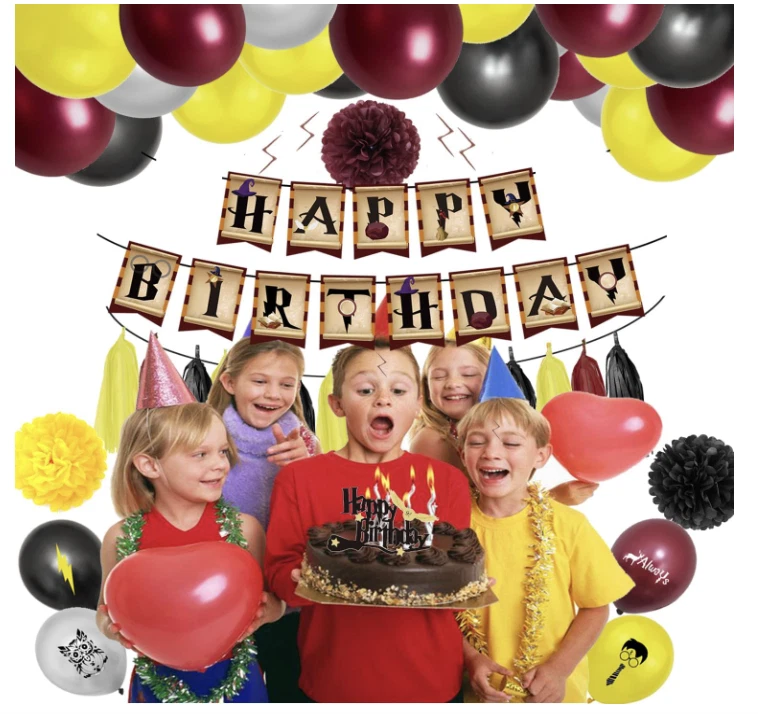 Banner de aniversário, adereços de festa, suprimentos para festa de bruxo, enfeites de bolo, Harry Potter - Imagem 4 de 4