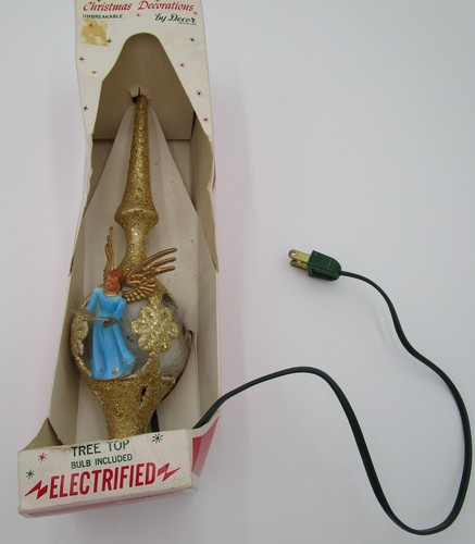 Vintage JEWELBRITE beleuchteter Engel Christbaumspitze mit Box 12" Gold - Bild 2 von 11