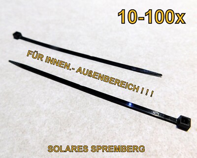 100x PROTEC.class PKB Kabelbinder 3,6x140-280 schwarz für Innen.- Außenbereich
