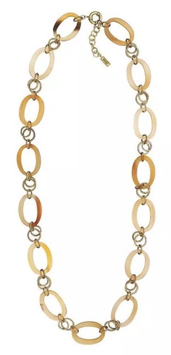 ❤️Silpada By the Horns Necklace 36"-38" Long Oval Link Faux Horn Brass NWT