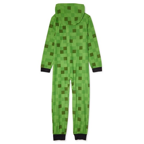 Size 4/5 Minecraft One Piece Pajamas Creeper Hoodie Union Suit Boy Girl NWOT NEW - Picture 2 of 4