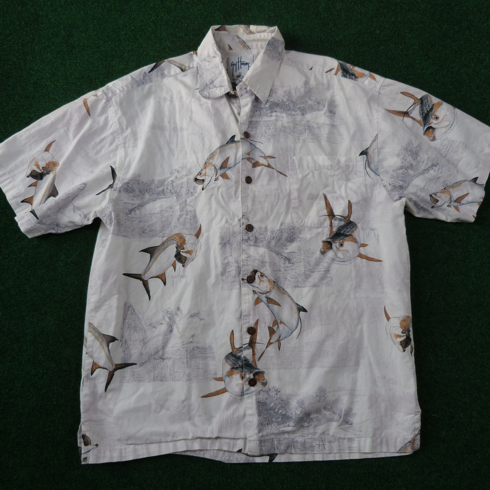 Aftco Mens Shirt Medium White Guy Harvey Bluewater Fishing eBay