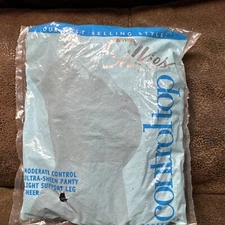 New Pair Silkies Control Top W/ Support Legs Small Off Black 070106