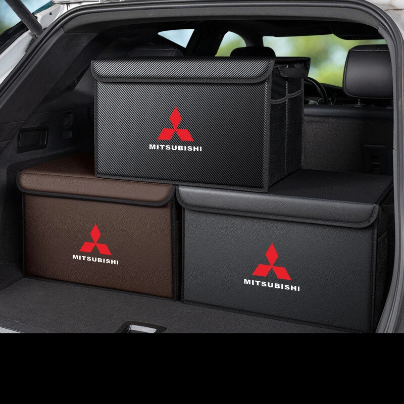 Brown Leather Car Rear Trunk Storage Luggage Box Cargo Organizer For Mitsubishi Foto 4 de 4