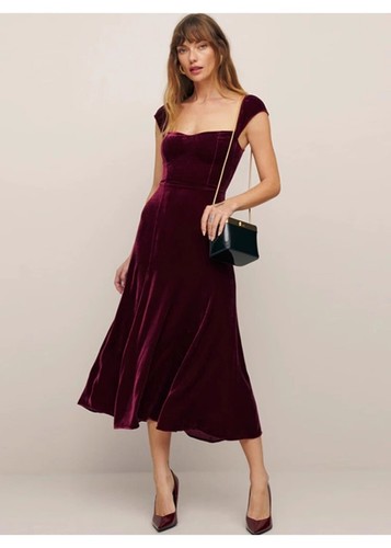 Reformation Damen Samt Urlaub Taille Kleid - Bild 8 von 19