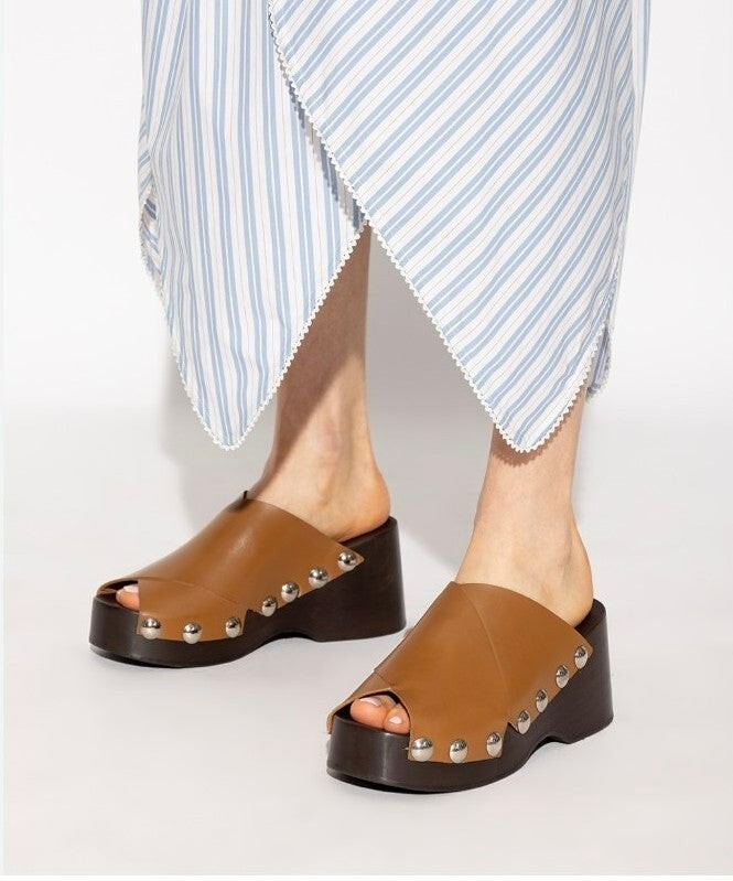 Ganni Women's Retro Stud-detail Clogs Sandals Size 36 EU