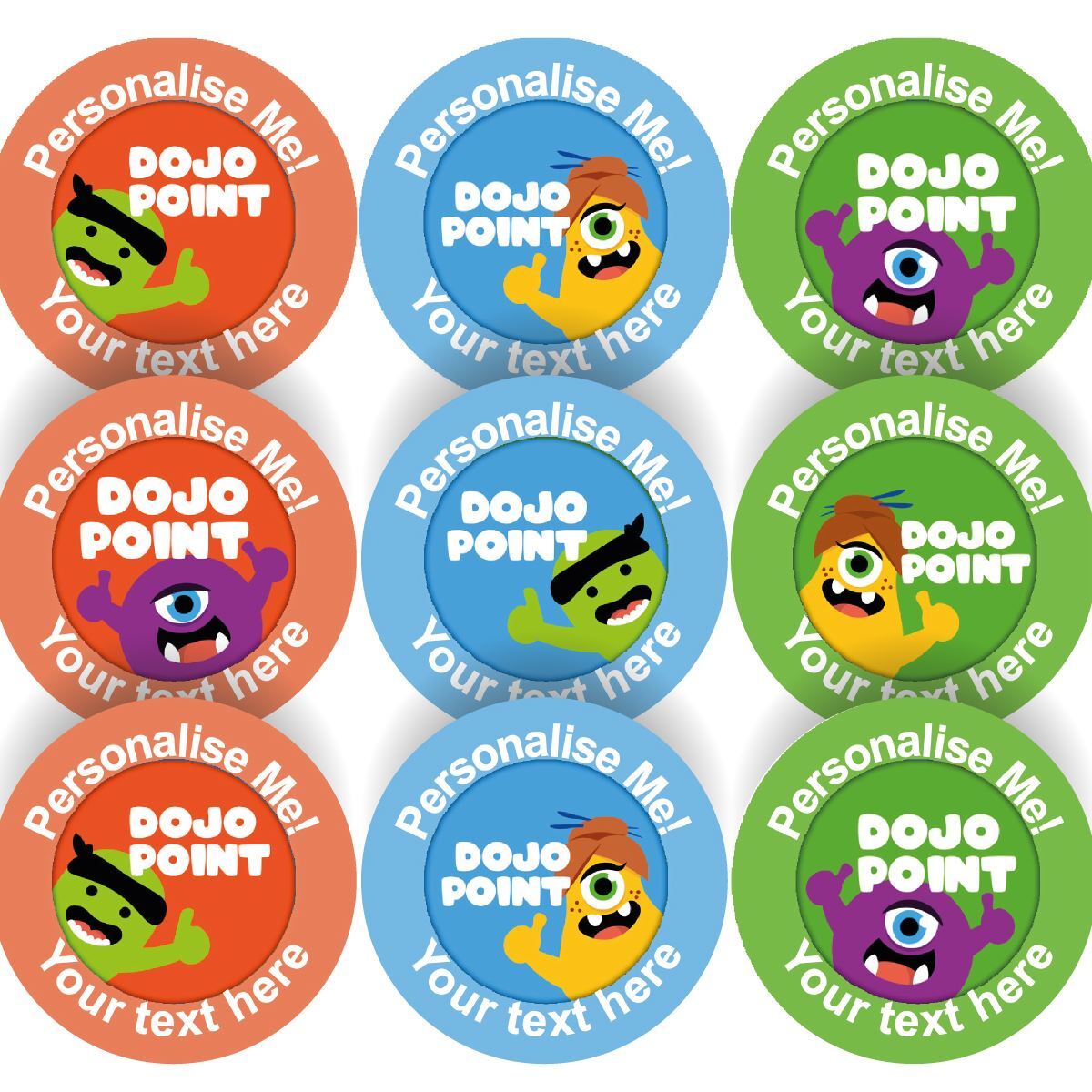 144 Personalised Dojo Points 30mm Reward Stickers for School Teachers, Parents