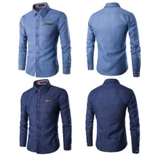 Men's Long Sleeve Button Down Stylish Shirt Blouse Slim Fit Dress Shirts Tops.  