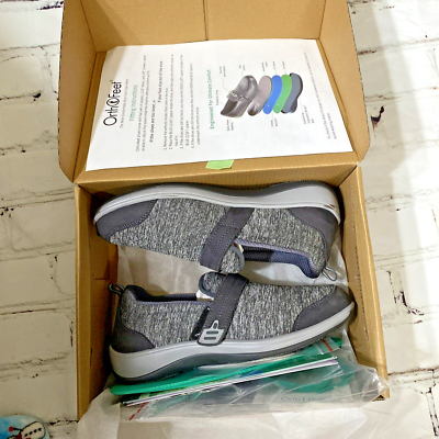OrthoFeet 822 Quincy Gray Pull On Stretch Walking Shoes 