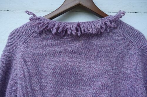 Boden cardigan 100% lambswool lilac pink chunky fringed M - Picture 6 of 8
