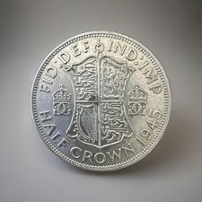 Great Britain 1945 - King George VI 1st Type &frac12; Crown - .500 Silver WWII Era Coin