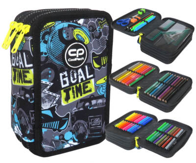 COOLPACK 3fach 44-teilig Mäppchen Federmappe Federtasche JUMPER 3 GOL TIME