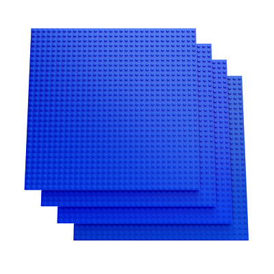 Minizfigs Classic 10'' x 10'' 2-Sided Toy Building Brick Plate - 4 PCS (Blue)
