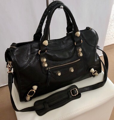 ♡ Motorcycle-Bag Tasche Handtasche, weiches Leder schwarz gold stunning NEU