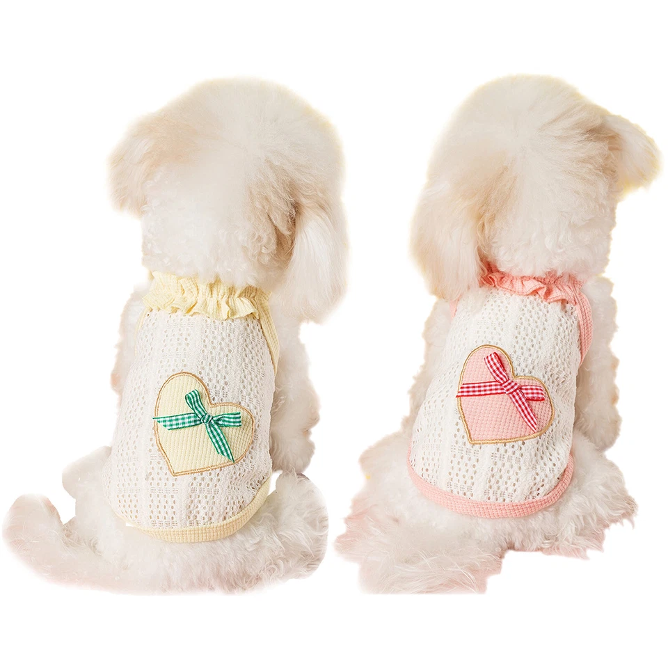 狗宠物衣服家居服衬衫带蝴蝶结吊带连衣裙透气吊带柔软 — 第 2/3 张图片