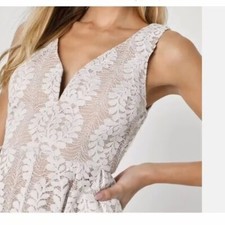 NWT LULU’S Sheer Lace Nude Lining Skater Sleeveless Dress – Small