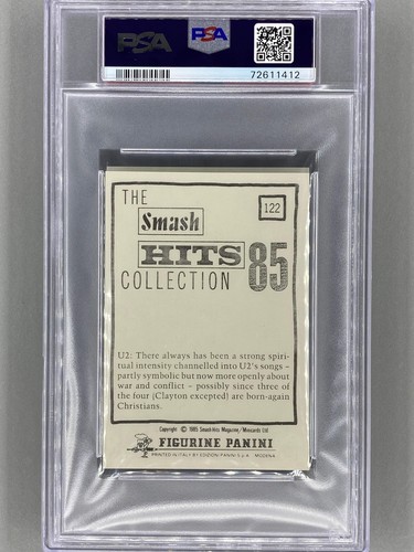 1985 Panini #122 U2 The Smash Hits Collection PSA 7 - Pop 12 (Music) - Picture 2 of 2