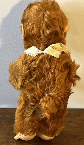 Vintage 9" Schuco Mohair Tricky Yes No Monkey With Bib US Zone Germany Tag - Bild 5 von 10