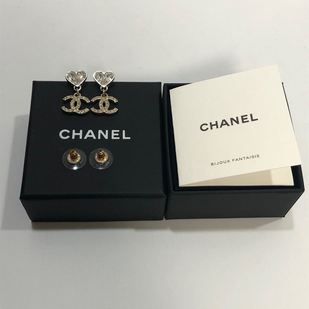 Brand New Authentic Chanel Double C Logo Rhinestones Hair Clips (set of 2) Chanel Rhinestone CC Barrette Hair Accessory (Authentic Pre  main image 3