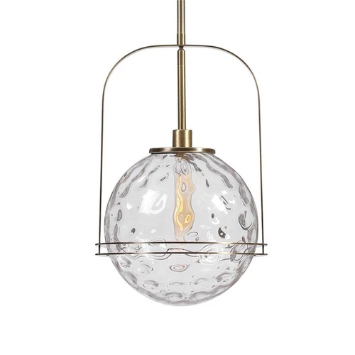 Uttermost Mimas 1-Light Steel and Glass Globe Pendant in Brass Finish - Picture 4 of 7