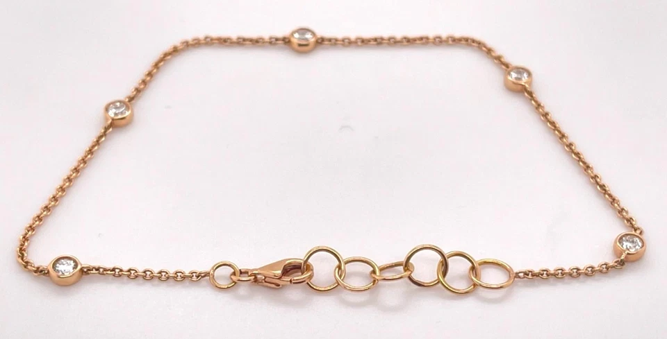 Stackable 18K Rose Gold 0.50 ct Natural Round Diamond By the Yard Bracelet 7-8" - Image 2 of 4