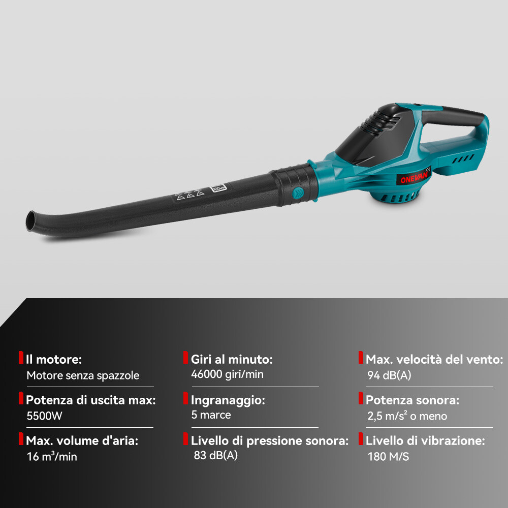 Soffiatore Elettrico A Batteria Per Foglie – Compatibile Con Batterie Makita - Foto 5