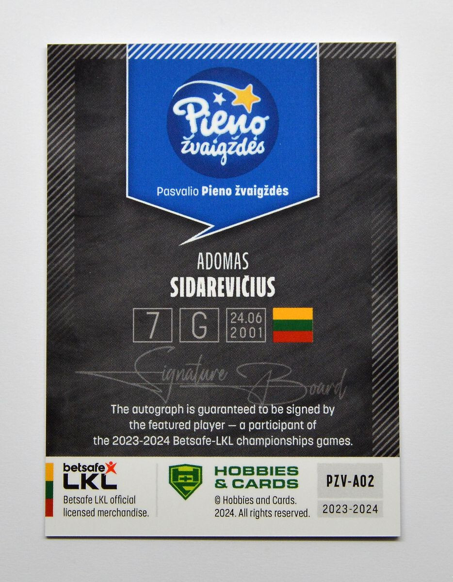 2023-24 H&C LKL Basketball Autograph #PZV-A02 Adomas Sidarevicius