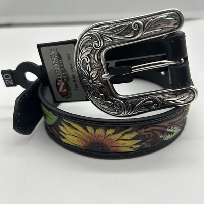 Nocona 34 Black Genuine Leather Western Belt Cowgirl Casual This Nocona Belt Co. black studded belt is the perfect blend  main image 4