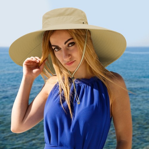 Men Women Wide Brim Sun Hat Breathable Bucket Cap Summer Fishing UV Protection - Picture 52 of 186