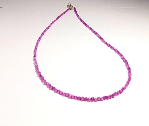Top Quality Pink Sapphire Beads Natural Gemstone Multi Fire Necklace for Women - Picture 4 of 5