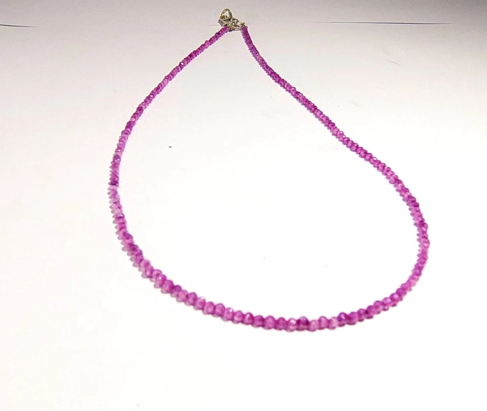 Top Quality Pink Sapphire Beads Natural Gemstone Multi Fire Necklace for Women - Image 4 of 4