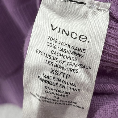 VINCE Sweater Womens XS Wool Cashmere V-Neck Pointelle Cuff Purple - Picture 14 of 18