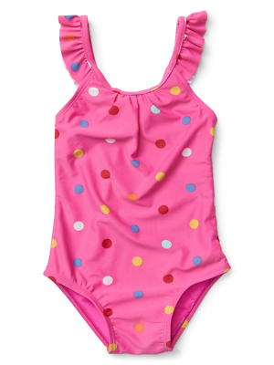 Baby Gap Girl's Pink Dotty Ruffle One Piece Swim Suit NWT 18-24 M
