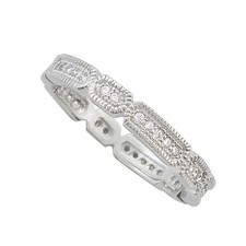 Sterling Silver Cubic Zirconia Elaborate Segmented Eternity Ring 3mm Wide Band