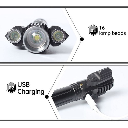Bike Front&Rear LED Lights Set Mountain Bicycle USB Rechargeable Torch Lamp - Picture 10 of 12
