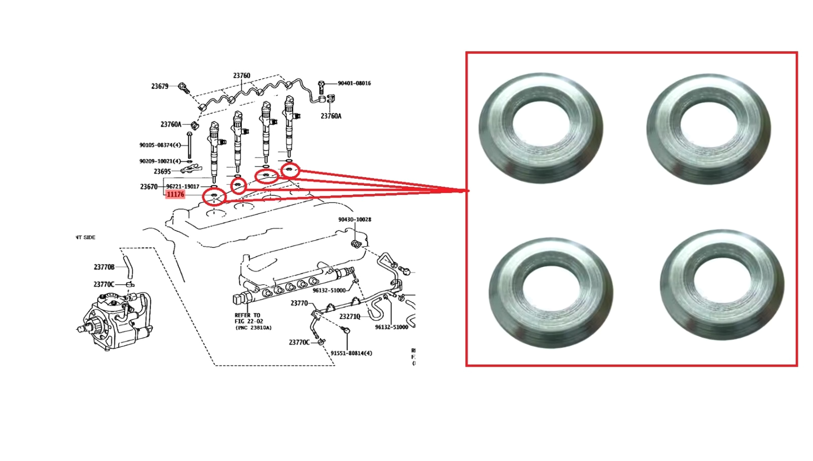 FOR TOYOTA LAND CRUISER KDJ120/125 3.0D FUEL INJECTOR  GASKET WASHER SET 02-09