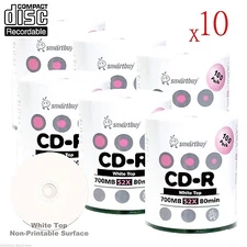 6000-Pack SmartBuy CD-R CDR 52X 700MB/80Min White Top Surface Recordable Disc