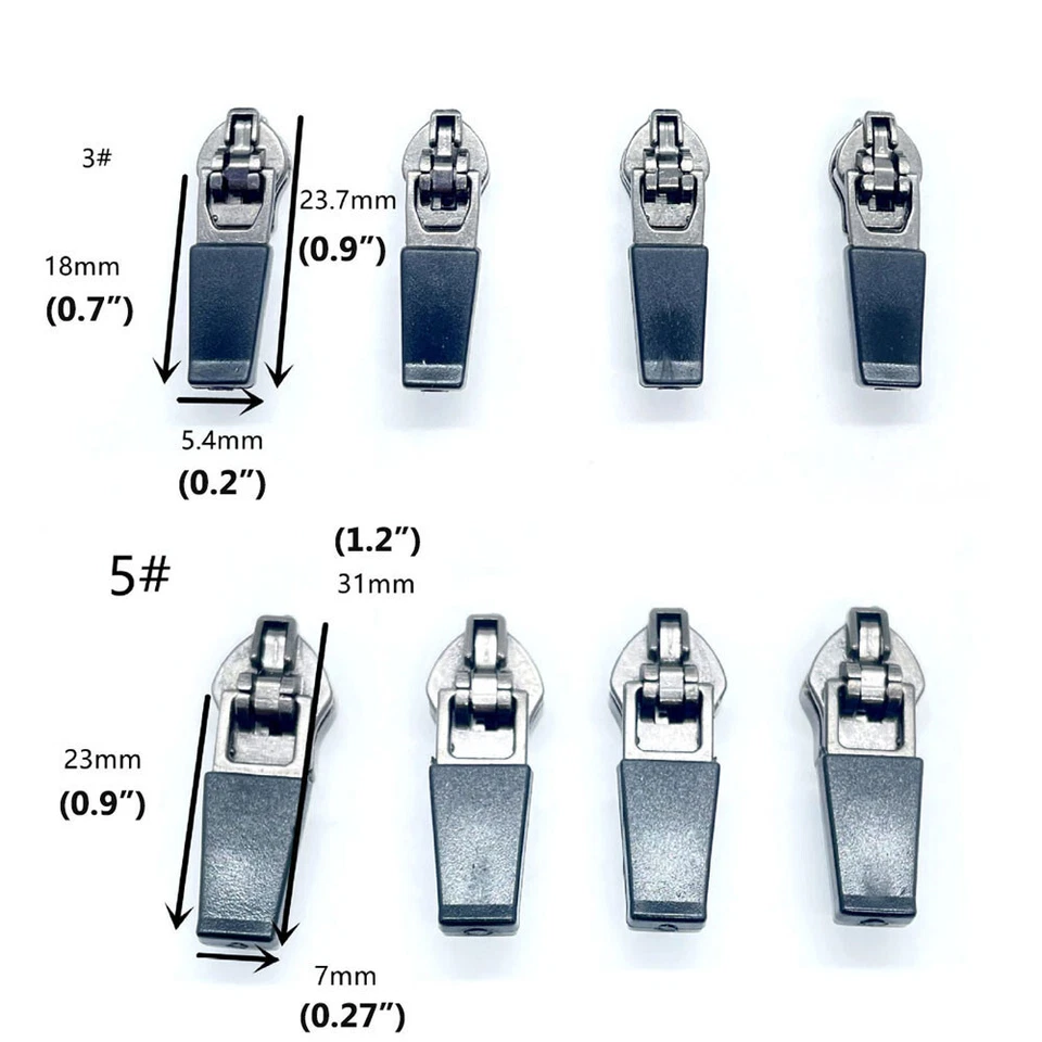20pcs 3# 5# Nylon Zipper Slider Reverse Pull Head Installation Invisible for Bag - Image 2 of 4