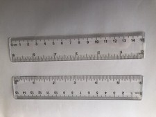 2 Pack Ruler Small Clear Plastic INCHES CENTIMETERS measuring 6" / Metric 15cm