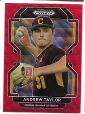 2022 Panini Prizm Draft Picks Prospect RC Red Wave #PDP80 Andrew Taylor