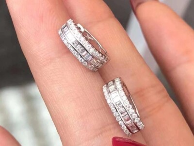 18K Gold Diamond Hoop Earrings - 0.55ct Natural South African Diamonds for Women