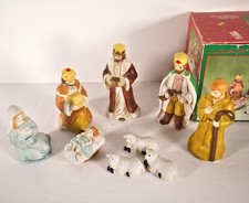 9 Piece Holy Night Nativity Set Fine Porcelain Bisque Used & Complete GC