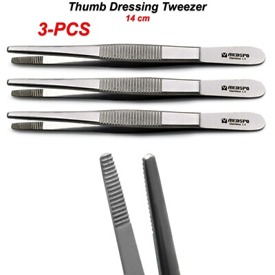 X3 Medizinischer chirurgischer Daumenverband mit gezackter Pinzette anatomischer Pinzette