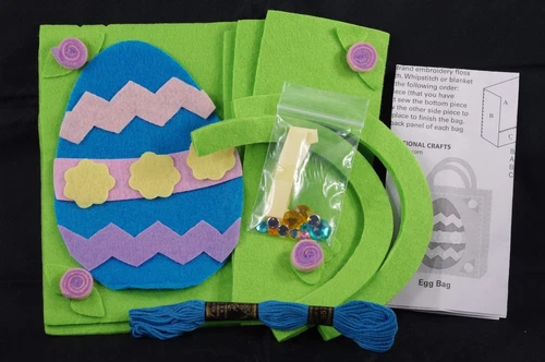 Kids Crafts – Easy Sew Felt Easter Bag Craft Kit (Makes 1) - Egg  - Plus Bonus