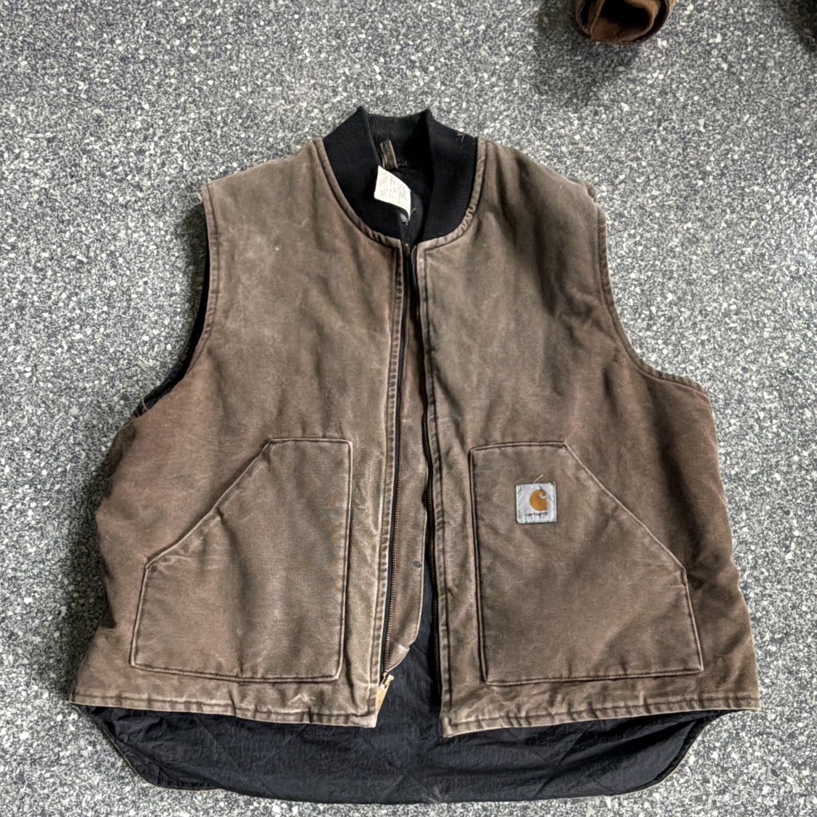 Carhartt Distressed Duck Men's Quilted Vest, Size L - Carhartt Brown