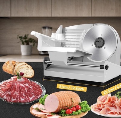 CUOCCO PRO 200W Electric Meat Slicer Adjustable Thickness 2 Blades Open Box