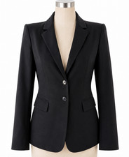 NEW ANN TAYLOR BLACK TWO BUTTON TROPICAL WOOL BLAZER JACKET SIZE 4
